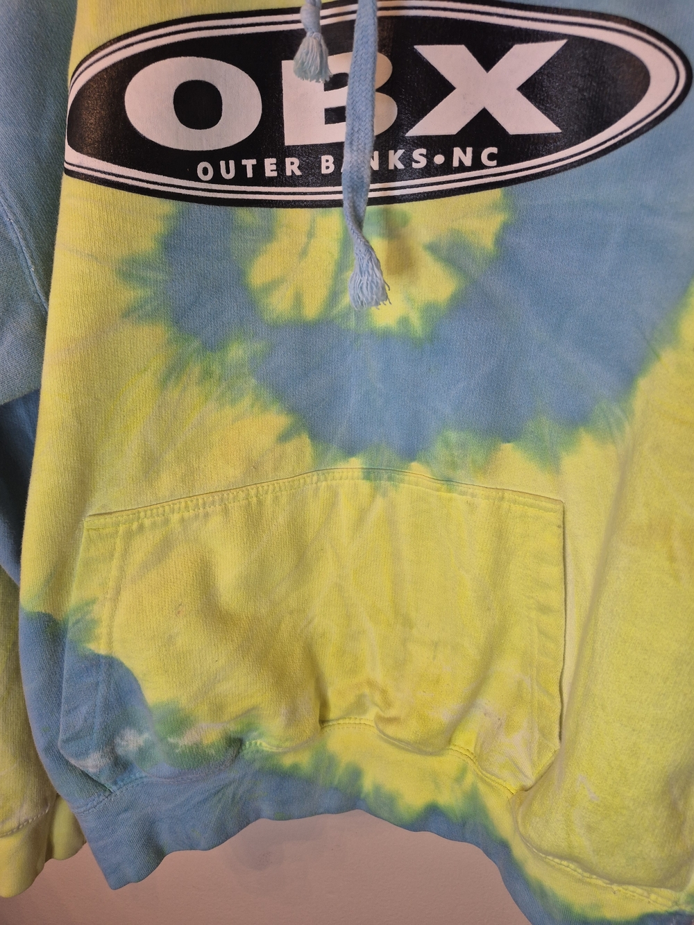 OBX Tie-Dye Pullover Hoodie in Blue and Yellow - Picture 6 of 13